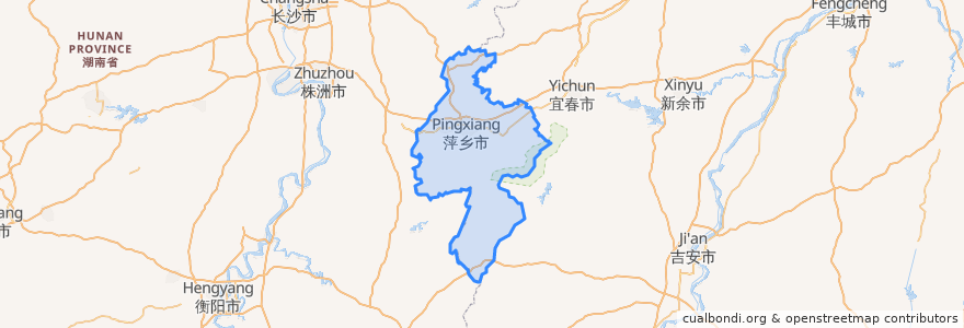 Mapa de ubicacion de Pingxiang.