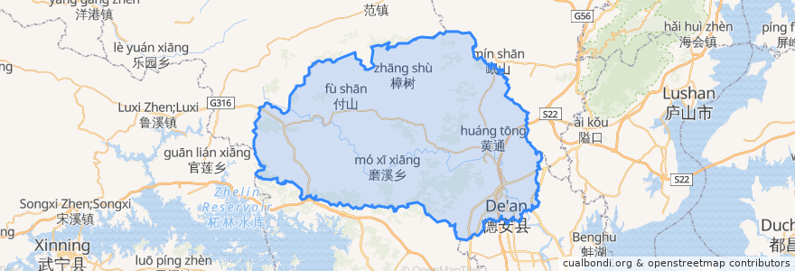Mapa de ubicacion de De'an County.