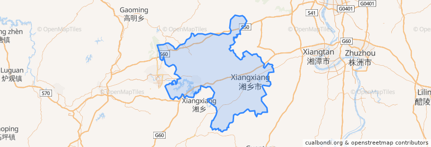 Mapa de ubicacion de Xiangxiang.