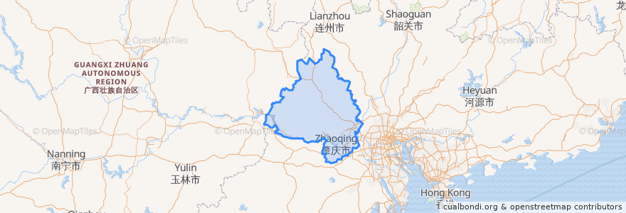 Mapa de ubicacion de Zhaoqing.