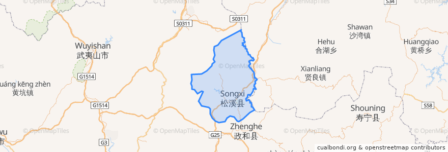 Mapa de ubicacion de 松溪县.