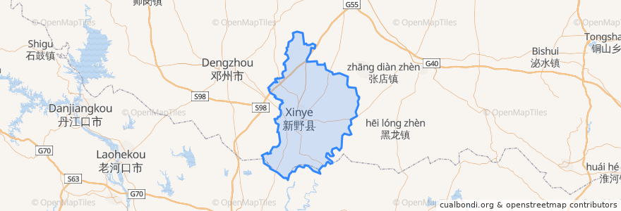 Mapa de ubicacion de Xinye County.