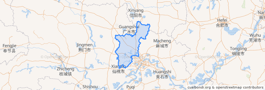 Mapa de ubicacion de Xiaogan.