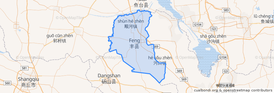 Mapa de ubicacion de شهرستان فنگ (جیانگسو).