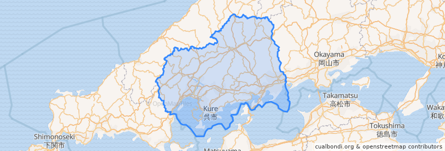 Mapa de ubicacion de Préfecture de Hiroshima.