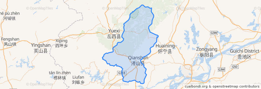 Mapa de ubicacion de Qianshan.