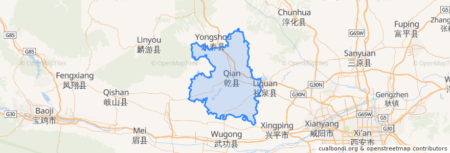 Mapa de ubicacion de Qian County.