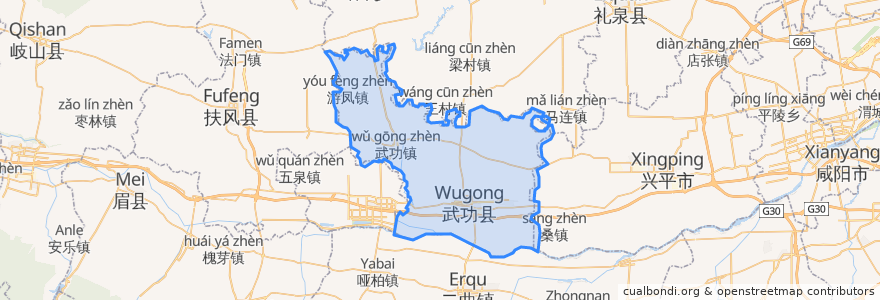 Mapa de ubicacion de Wugong County.