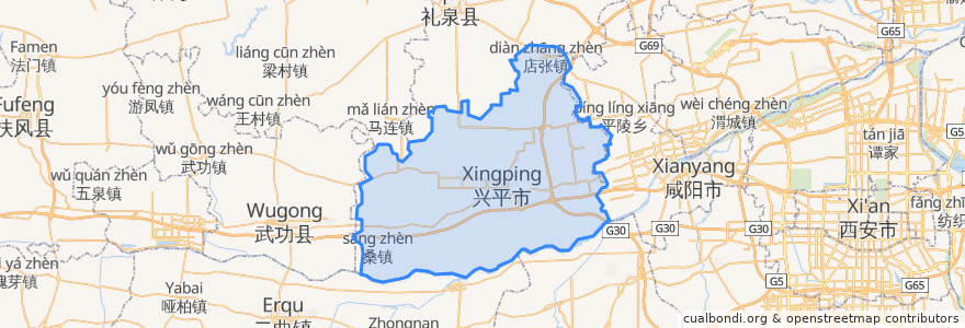 Mapa de ubicacion de Xingping City.