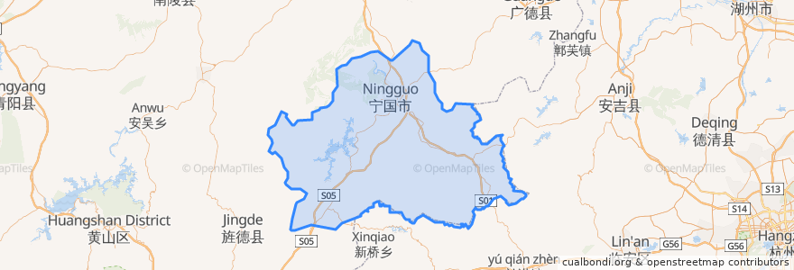 Mapa de ubicacion de Ningguo.