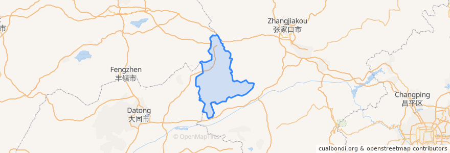 Mapa de ubicacion de Tianzhen County.
