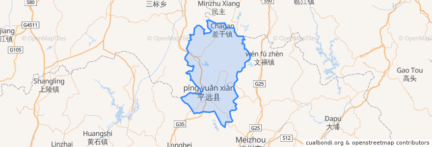 Mapa de ubicacion de 平远县.