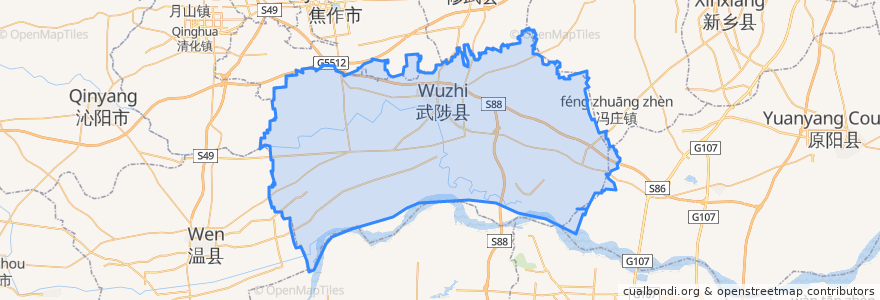 Mapa de ubicacion de Wuzhi County.