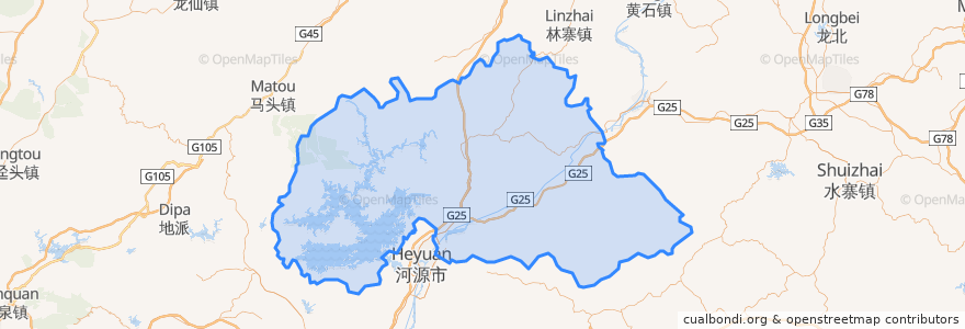 Mapa de ubicacion de 东源县.