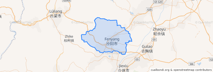 Mapa de ubicacion de Fenyang City.