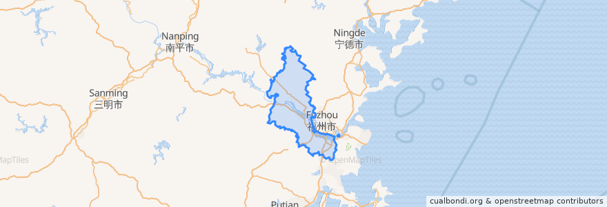 Mapa de ubicacion de Minhou County.