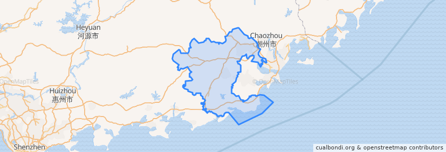 Mapa de ubicacion de Jieyang City.