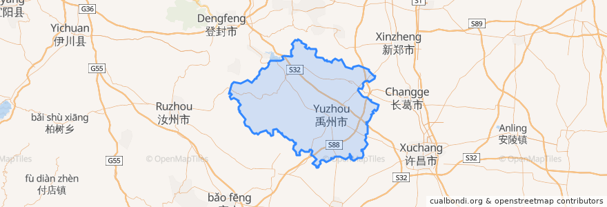 Mapa de ubicacion de Yuzhou City.