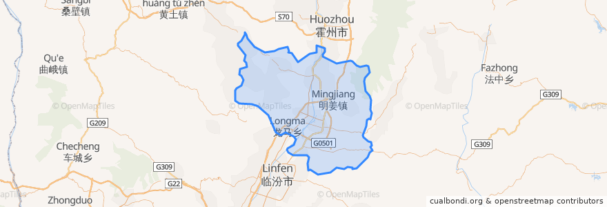 Mapa de ubicacion de Hongtong County.