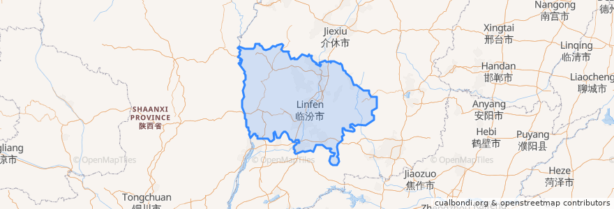 Mapa de ubicacion de Linfen.