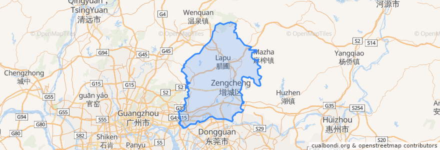 Mapa de ubicacion de 増城区.