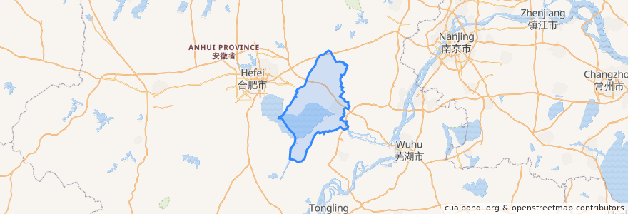 Mapa de ubicacion de Chaohu City.