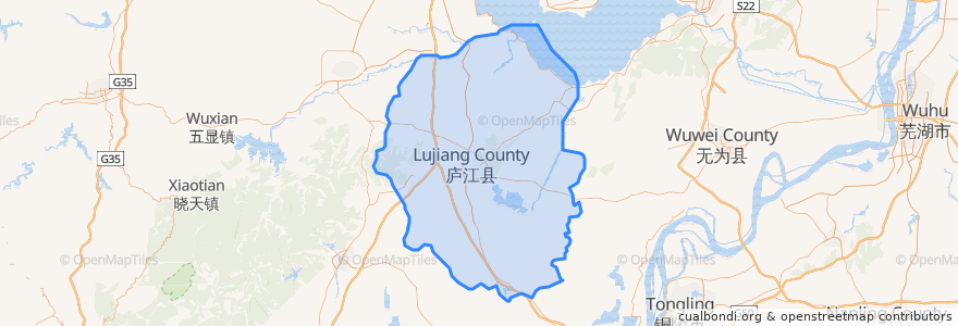 Mapa de ubicacion de Lujiang County.