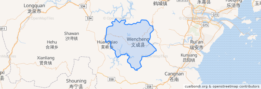 Mapa de ubicacion de Wencheng County.