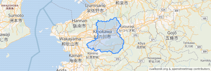 Mapa de ubicacion de Kinokawa.