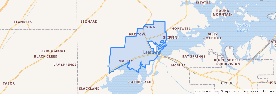 Mapa de ubicacion de Leesburg.