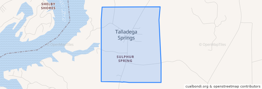 Mapa de ubicacion de Talladega Springs.