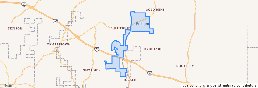Mapa de ubicacion de Brilliant.