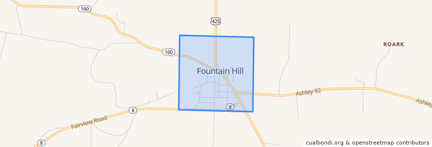 Mapa de ubicacion de Fountain Hill.