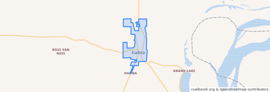 Mapa de ubicacion de Eudora.