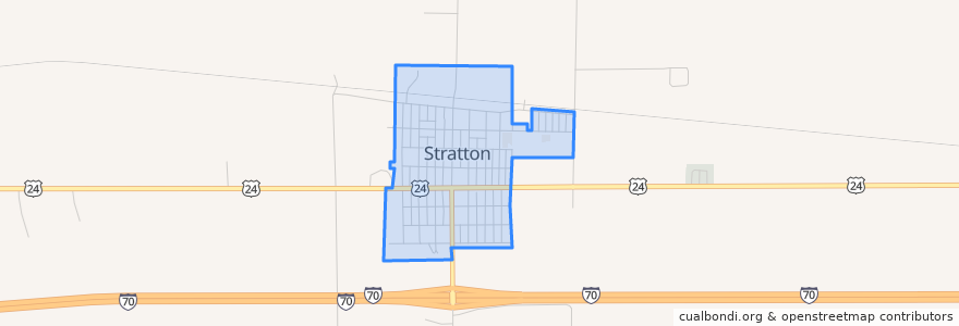 Mapa de ubicacion de Stratton (Colorado).