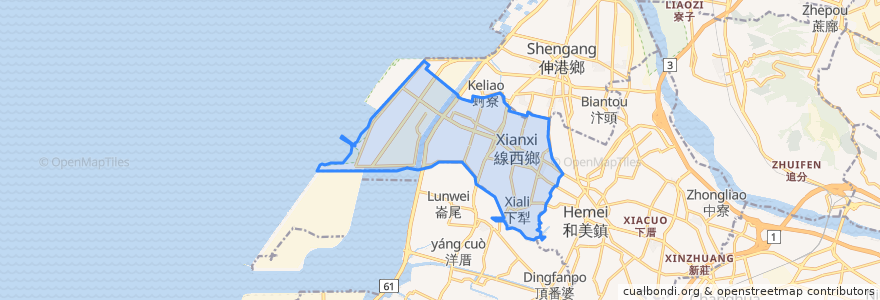 Mapa de ubicacion de Xianxi Township.