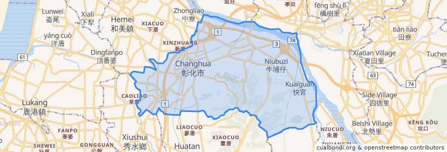 Mapa de ubicacion de Changhua City.