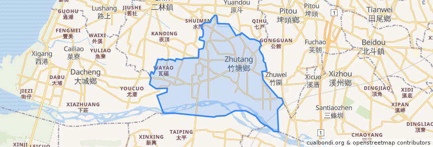 Mapa de ubicacion de Zhutang Township.