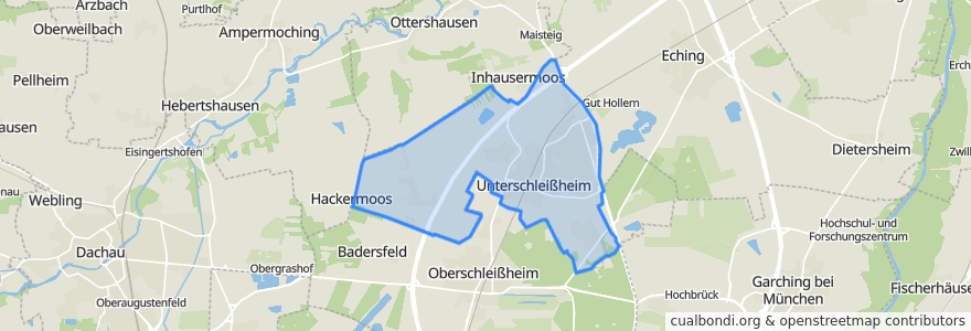 Mapa de ubicacion de Unterschleißheim.