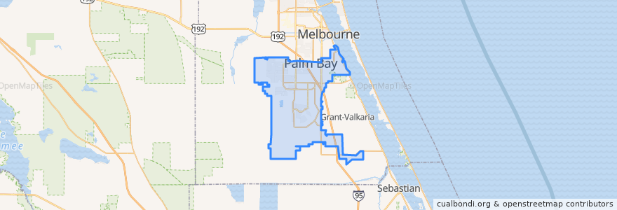 Mapa de ubicacion de Palm Bay.