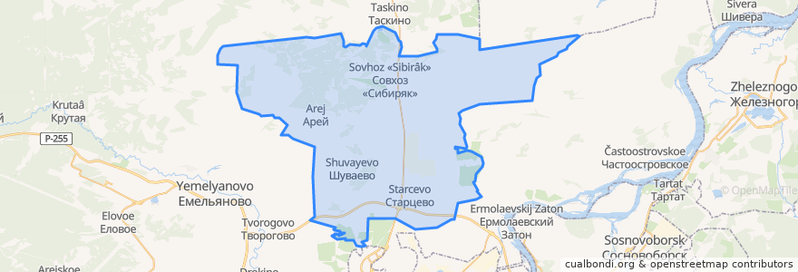 Mapa de ubicacion de Шуваевский сельсовет.