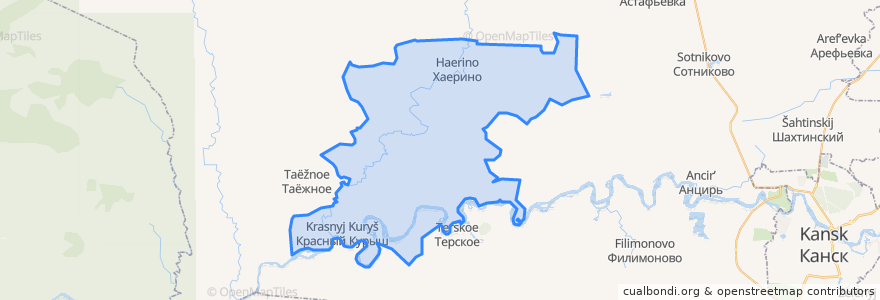 Mapa de ubicacion de Краснокурышинский сельсовет.