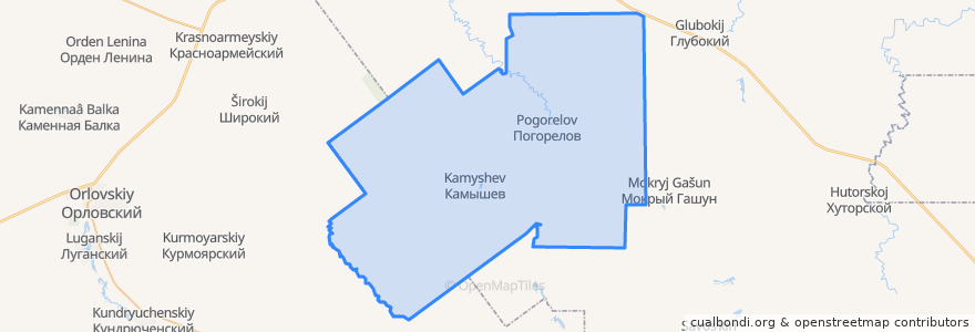 Mapa de ubicacion de Камышевское сельское поселение.