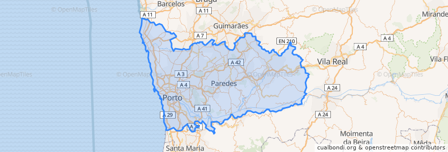 Mapa de ubicacion de Porto.