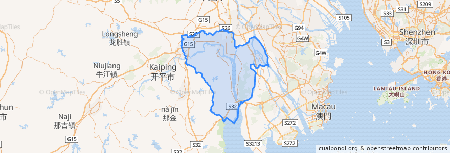Mapa de ubicacion de Xinhui District.