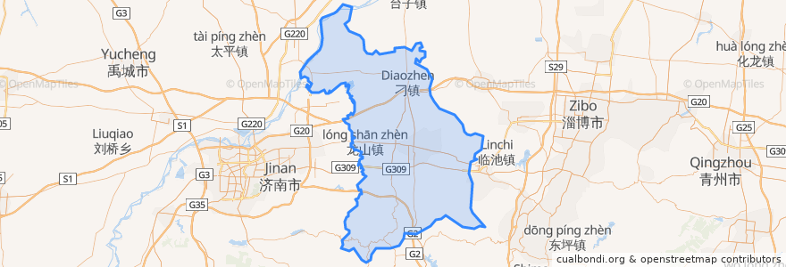Mapa de ubicacion de Zhangqiu District.
