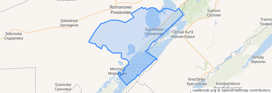 Mapa de ubicacion de Гуселетовский сельсовет.