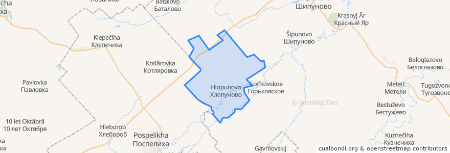 Mapa de ubicacion de Хлопуновский сельсовет.