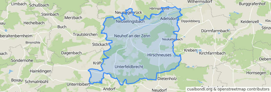 Mapa de ubicacion de Neuhof a.d.Zenn.