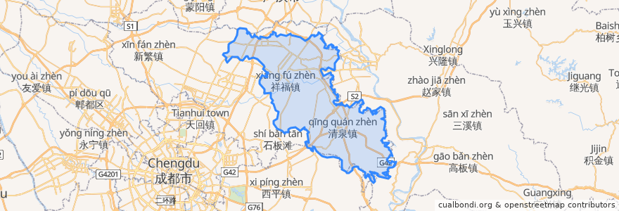 Mapa de ubicacion de Qingbaijiang District.